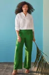 Jjill J.jill Linen & Rayon Patch-pocket Wide-leg Pants In Rainforest