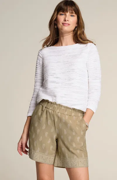 Jjill J.jill Linen & Rayon Pull-on Shorts In Cashew Airy Stamp