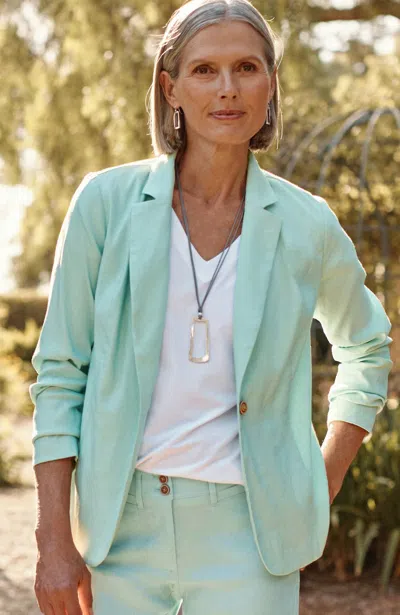 Jjill J.jill Linen Blazer In Seaglass