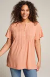 Jjill J.jill Linen-blend Flutter-sleeve Tunic In Apple Blosson