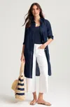 Jjill Linen Button-front Duster In Blue