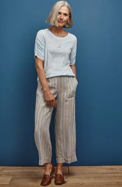 Jjill J.jill Linen Creased-front Wide-leg Pants In Flax,blue