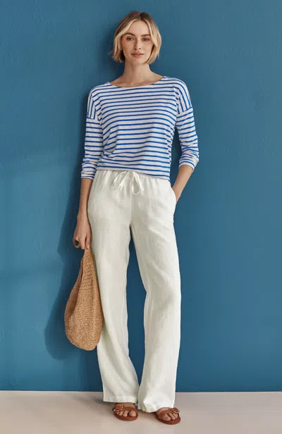 Jjill Linen Drawstring Wide-leg Pants In White