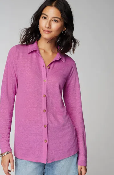 Jjill J.jill Linen-knit Shirt In Wild Orchid