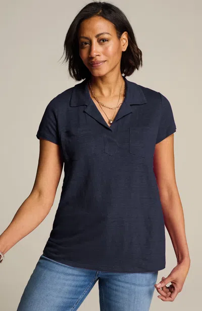 Jjill J.jill Linen Patch-pocket Tee In Blue