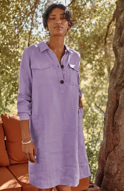 Jjill J.jill Linen Popover Shirtdress In Lavender