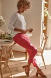 Jjill J.jill Linen-stretch Angled-pocket Slim-leg Pants In Azalea,dark Azalea
