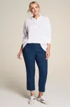 Jjill J.jill Linen-stretch Angled-pocket Slim-leg Pants In Blue Ink