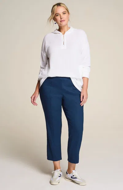 Jjill J.jill Linen-stretch Angled-pocket Slim-leg Pants In Blue Ink