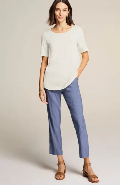 Jjill J.jill Linen-stretch Angled-pocket Slim-leg Pants In Soft Harbor,dark Soft Harbor