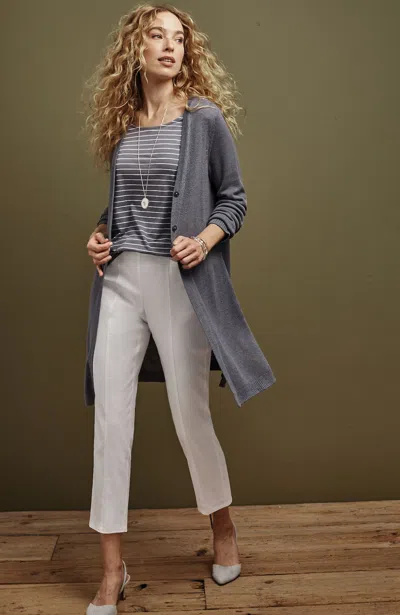 Jjill J.jill Linen-stretch Angled-pocket Slim-leg Pants In White
