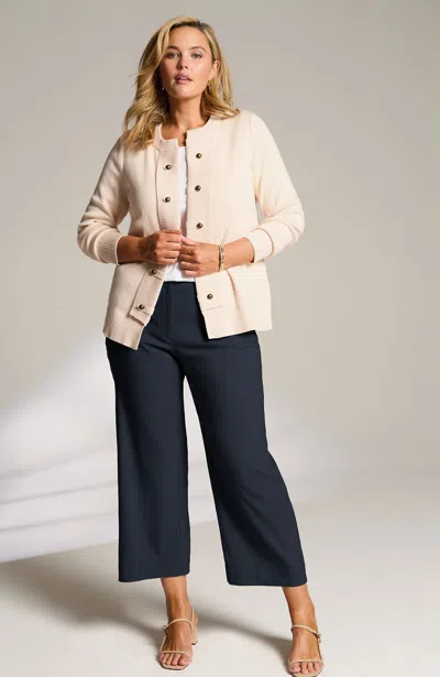 Jjill J.jill Linen-stretch Patch-pocket Crops In Navy Blue