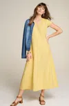 Jjill J.jill Linen V-neck Maxi Dress In Lemon