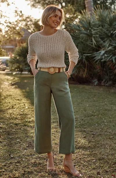 Jjill Linen Wide-leg Pants In Green