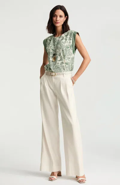 Jjill Linen-stretch Pleated Pants In Green