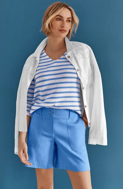 Jjill Linen-stretch Shorts In Blue