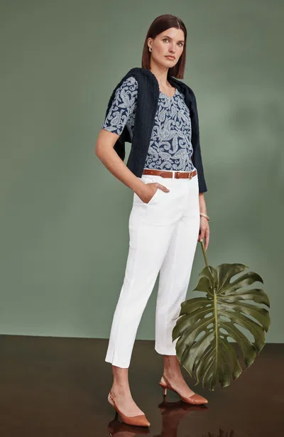 Jjill Linen-stretch Slim-leg Pants In White