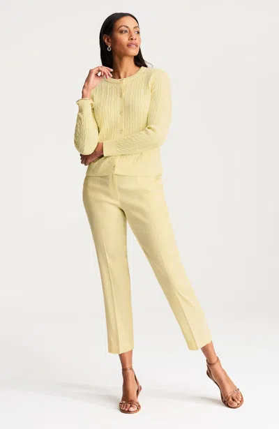 Jjill Linen-stretch Slim-leg Pants In Yellow