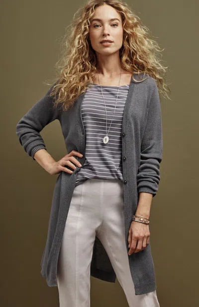 Jjill J.jill Long & Light Cardi In Grey Smoke