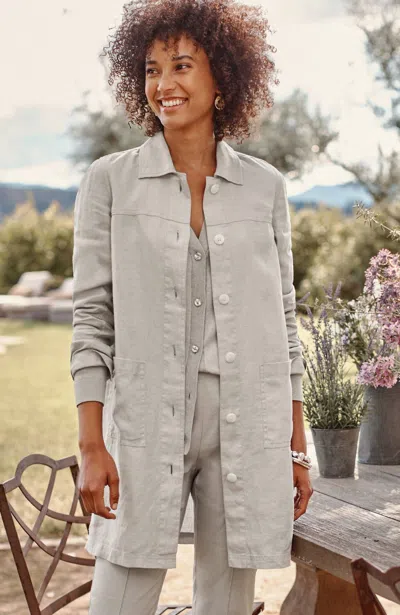 Jjill J.jill Long Linen Duster Jacket In Zinc