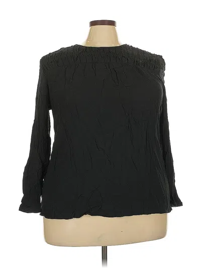 Pre-owned Jjill Long Sleeve Blouse In Black