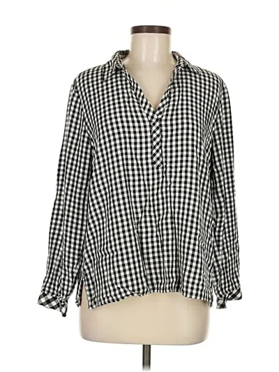 Pre-owned Jjill Long Sleeve Blouse In Black