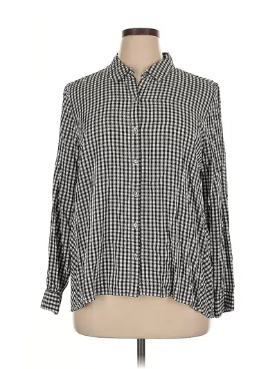 Pre-owned Jjill Long Sleeve Blouse In Black