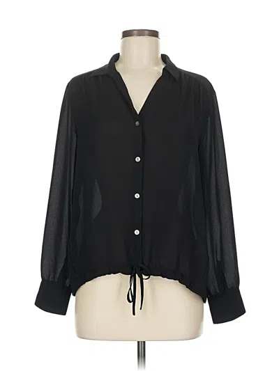 Pre-owned Jjill Long Sleeve Blouse In Black