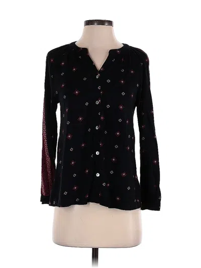 Pre-owned Jjill Long Sleeve Blouse In Black