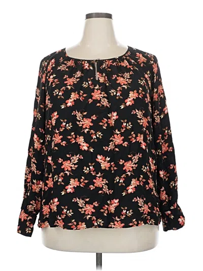 Pre-owned Jjill Long Sleeve Blouse In Black