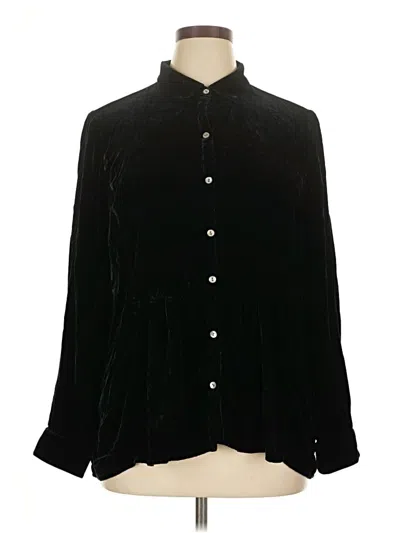 Pre-owned Jjill Long Sleeve Blouse In Black