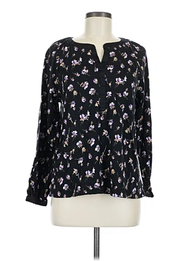 Pre-owned Jjill Long Sleeve Blouse In Black