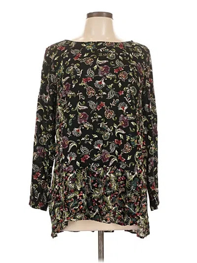 Pre-owned Jjill Long Sleeve Blouse In Black
