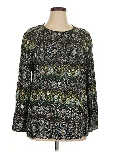 Pre-owned Jjill Long Sleeve Blouse In Black