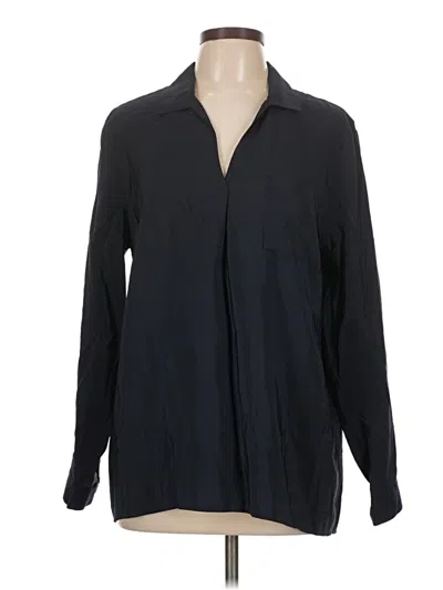 Pre-owned Jjill Long Sleeve Blouse In Black