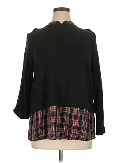 Pre-owned Jjill Long Sleeve Blouse In Black