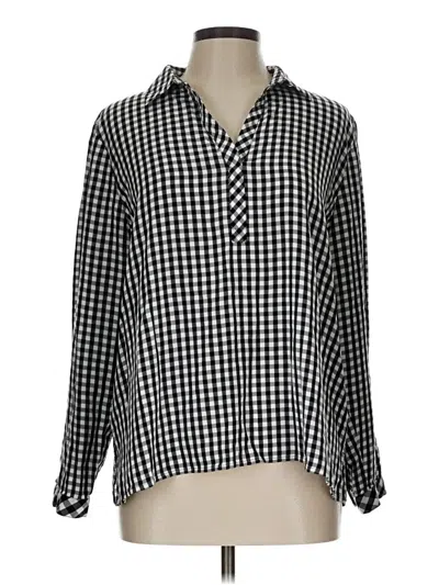Pre-owned Jjill Long Sleeve Blouse In Black