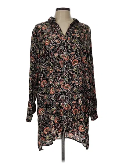 Pre-owned Jjill Long Sleeve Blouse In Black