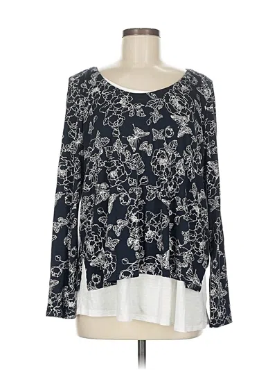 Pre-owned Jjill Long Sleeve Blouse In Black