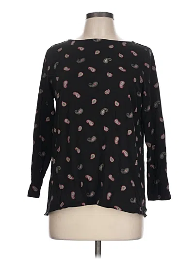 Pre-owned Jjill Long Sleeve Blouse In Black