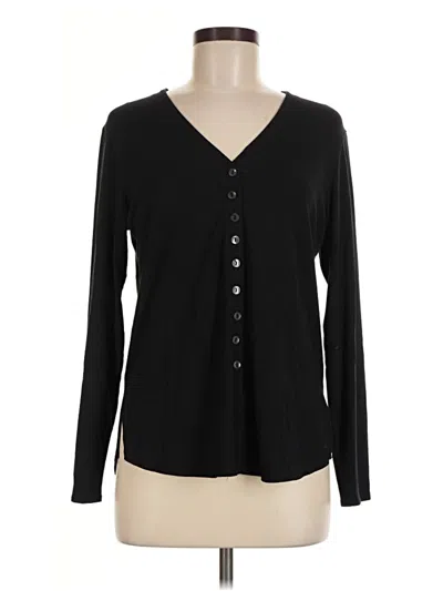 Pre-owned Jjill Long Sleeve Blouse In Black