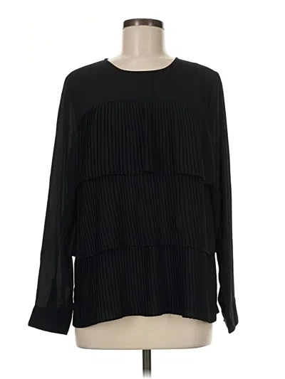 Pre-owned Jjill Long Sleeve Blouse In Black
