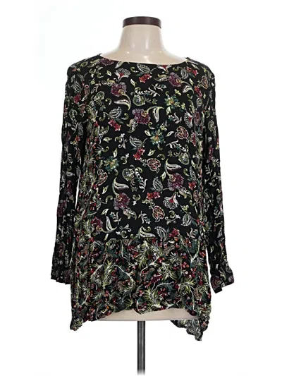 Pre-owned Jjill Long Sleeve Blouse In Black