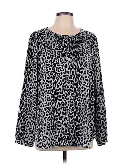 Pre-owned Jjill Long Sleeve Blouse In Black