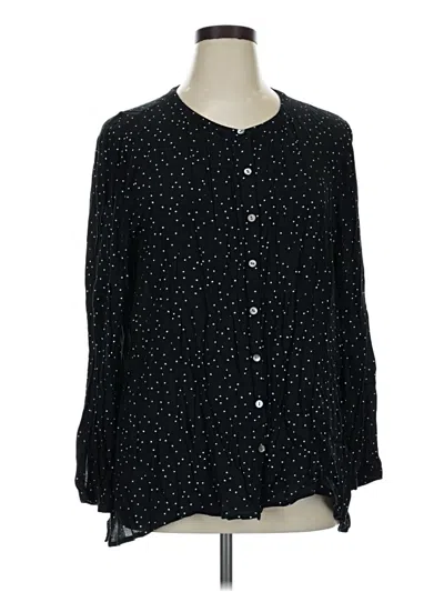 Pre-owned Jjill Long Sleeve Blouse In Black