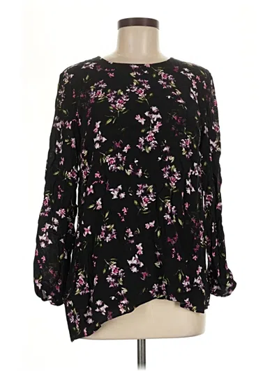 Pre-owned Jjill Long Sleeve Blouse In Black