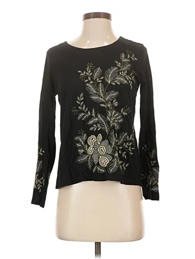 Pre-owned Jjill Long Sleeve Blouse In Black