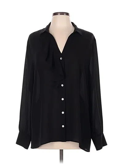 Pre-owned Jjill Long Sleeve Blouse In Black