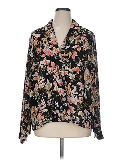 Pre-owned Jjill Long Sleeve Blouse In Black