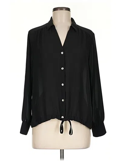 Pre-owned Jjill Long Sleeve Blouse In Black